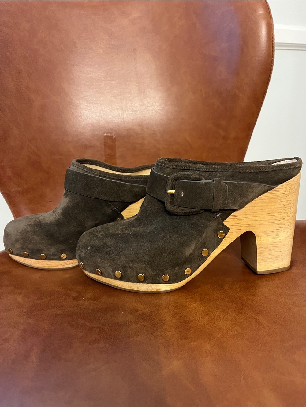 Veronica Beard suede studded clogs